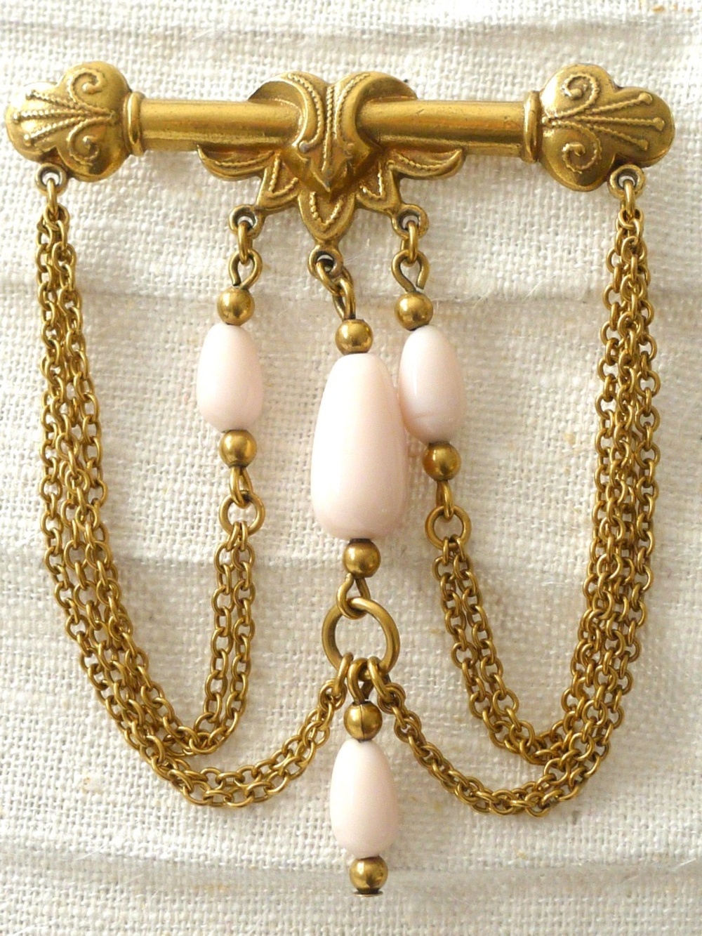 Vintage Anne Klein Gold and Pink Brooch